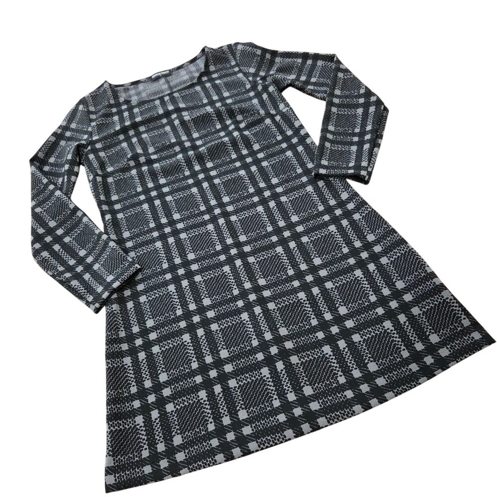 American Apparel Black and Gray Plaid Mini Dress Size Medium